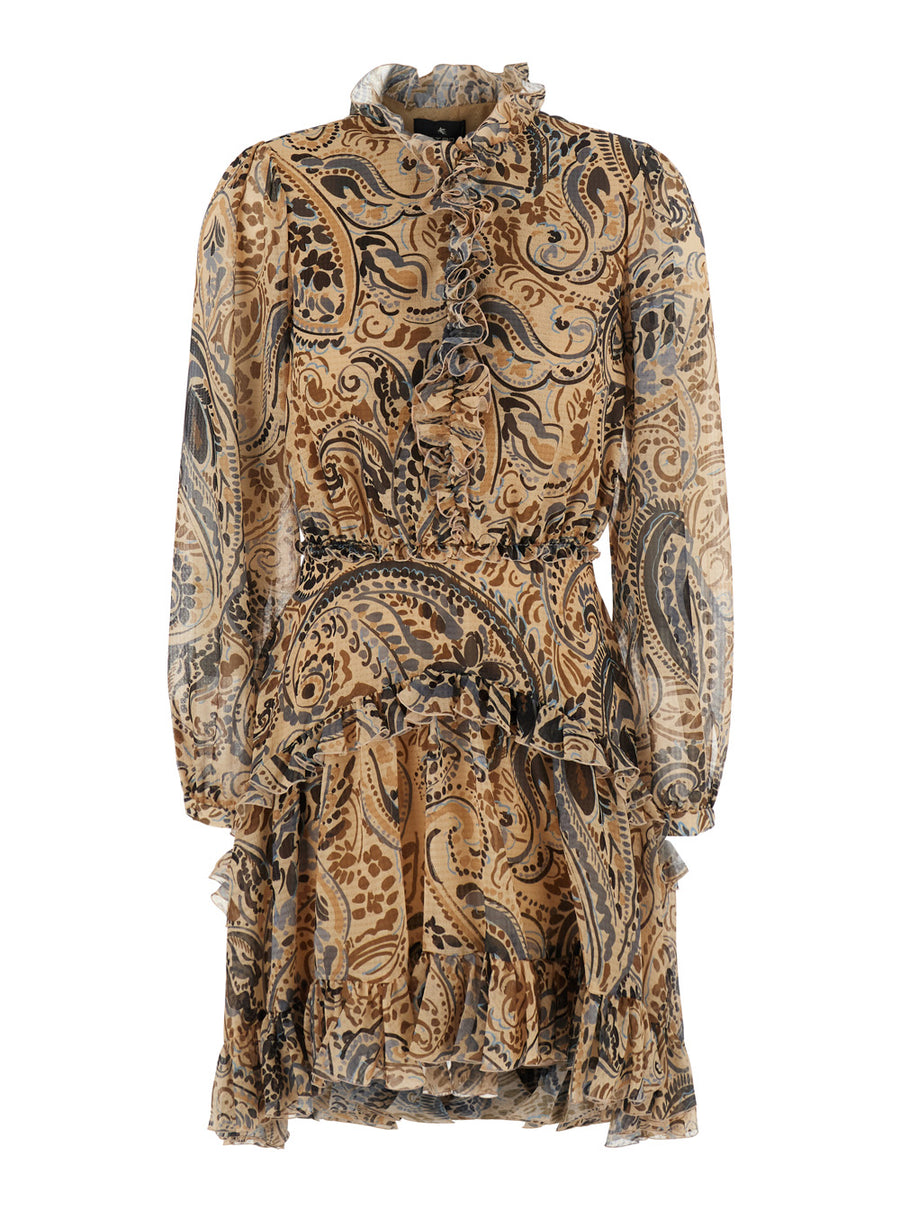 Mini Dress Beige Polyester