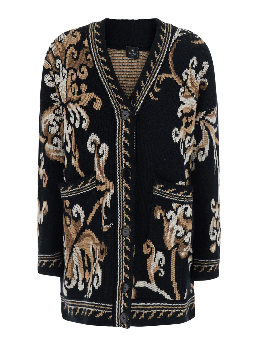 Cardigan V-Neck Wool Black Tops