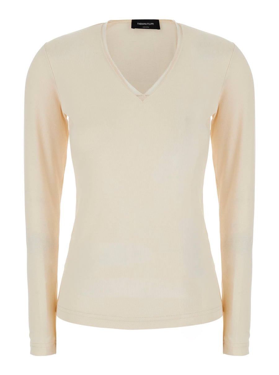 Sweater Round Neck White Cotton T-shirts & Jerseys