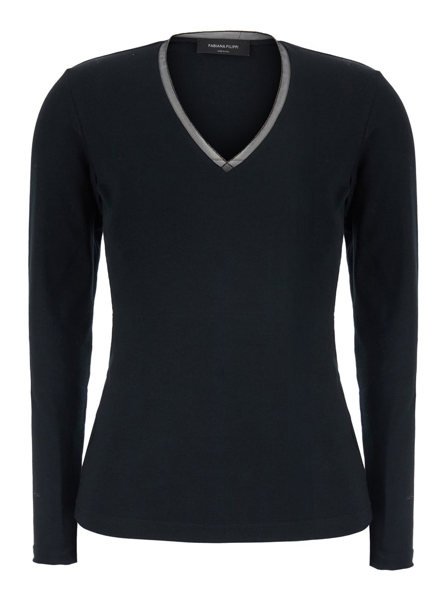 Sweater Crew Neck Black Cotton T-shirts & Jerseys