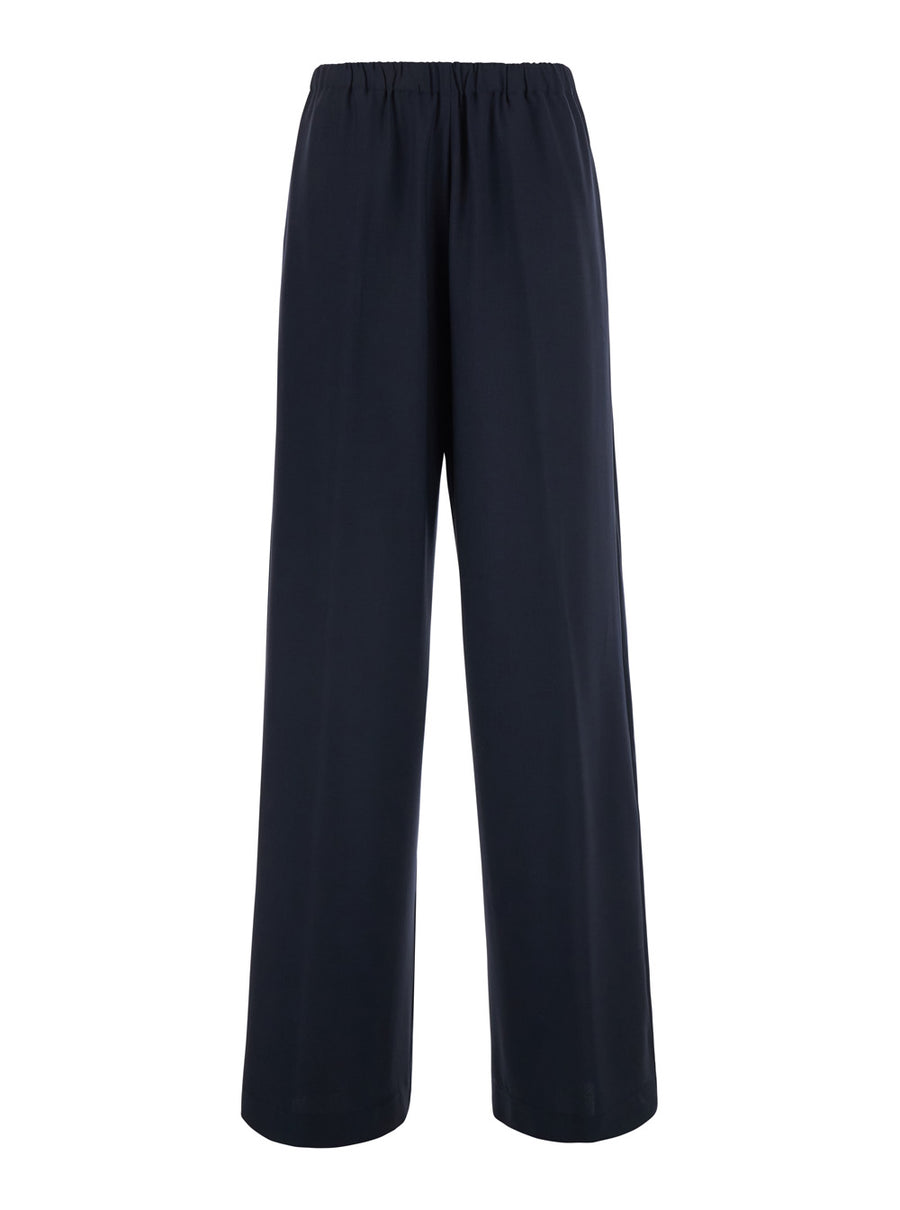Trousers With Strass Detail, Blue Wool-Blend