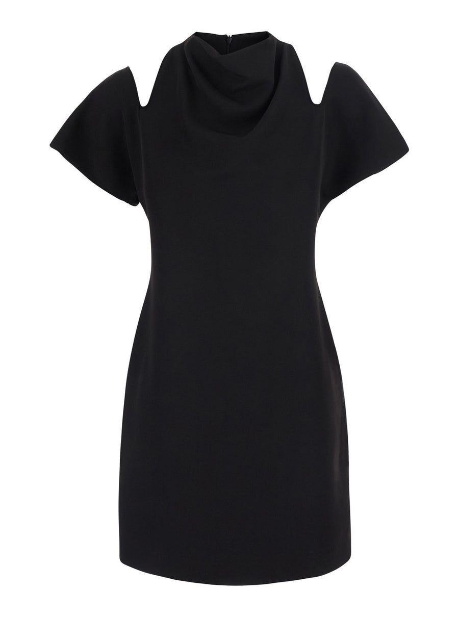 Dress Cut-Off V-Neck Black Cady Polyester