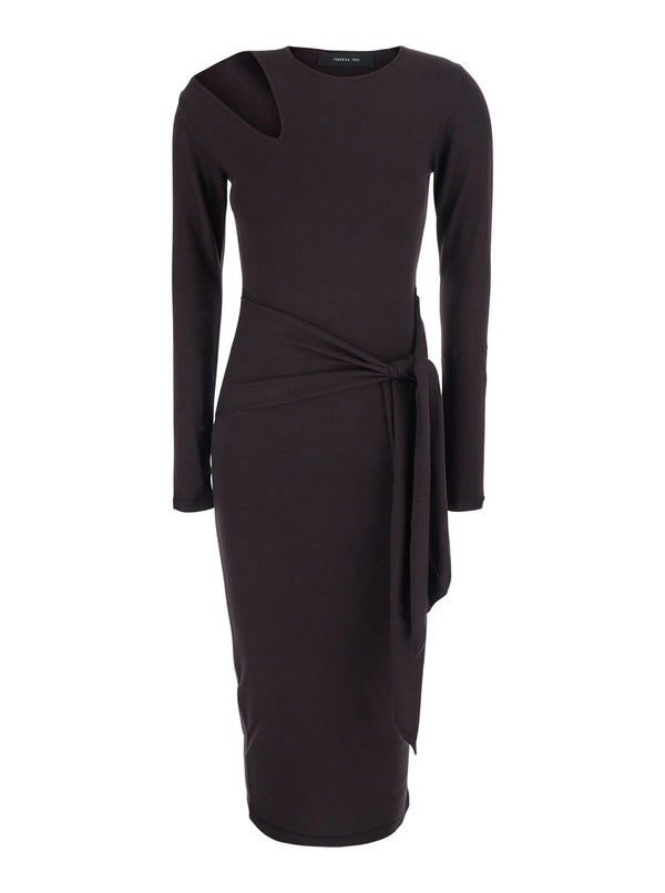 Knit Midi Dress Brown Viscose