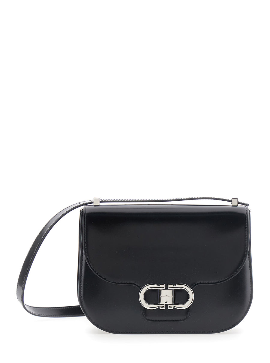 Crossbody Bag Gancini Leather Black Calf Shoulder