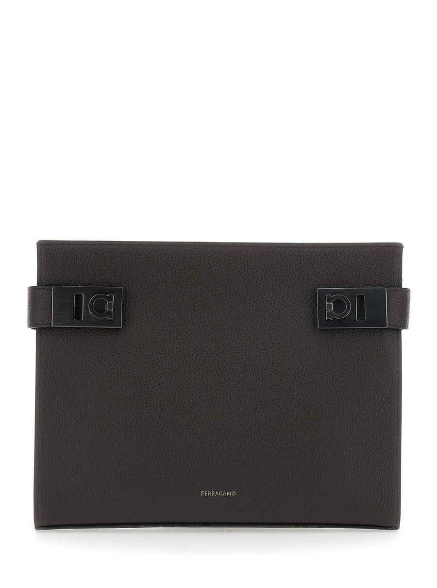 Clutch Bag Brown Leather Calf