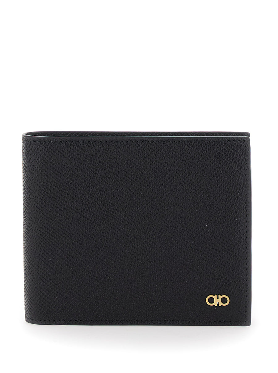 Bi-Fold Wallet Micro Gancini Black Calf Leather