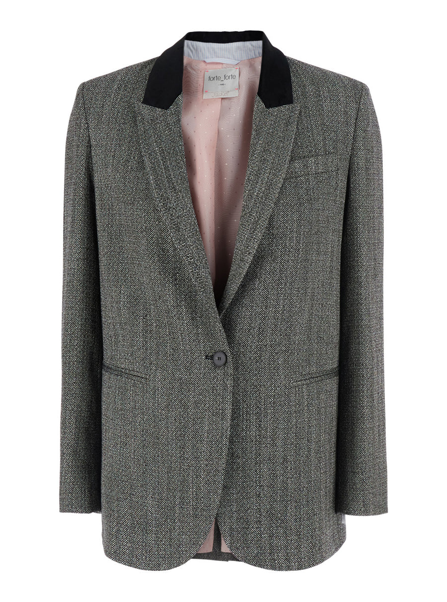 Jacket Single-Breasted Velvet Collar Grey Polyester Blazers