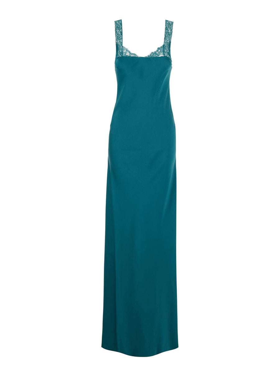 Long Dress Blue Viscose Acetate