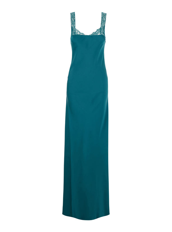 Long Dress Blue Viscose Acetate