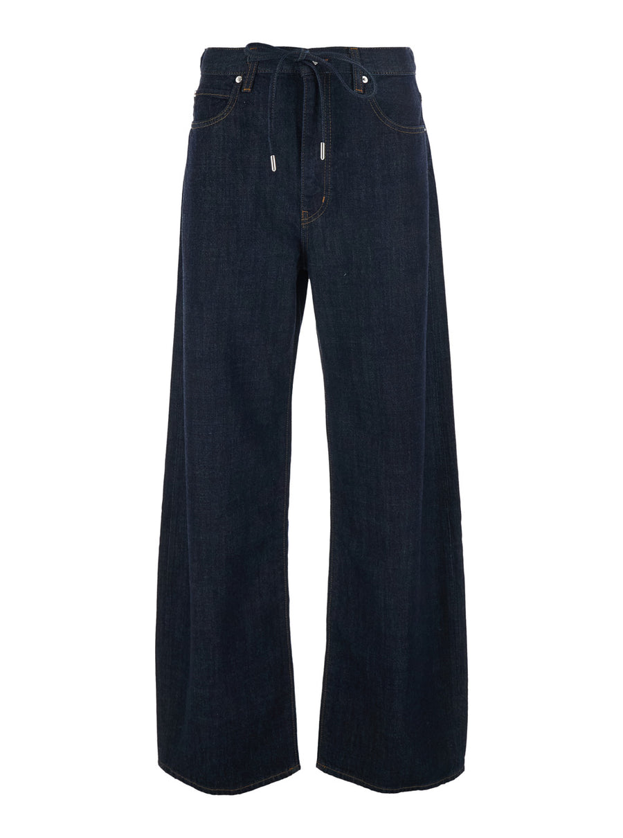 Jeans Off Duty Drawstring Bow Blue