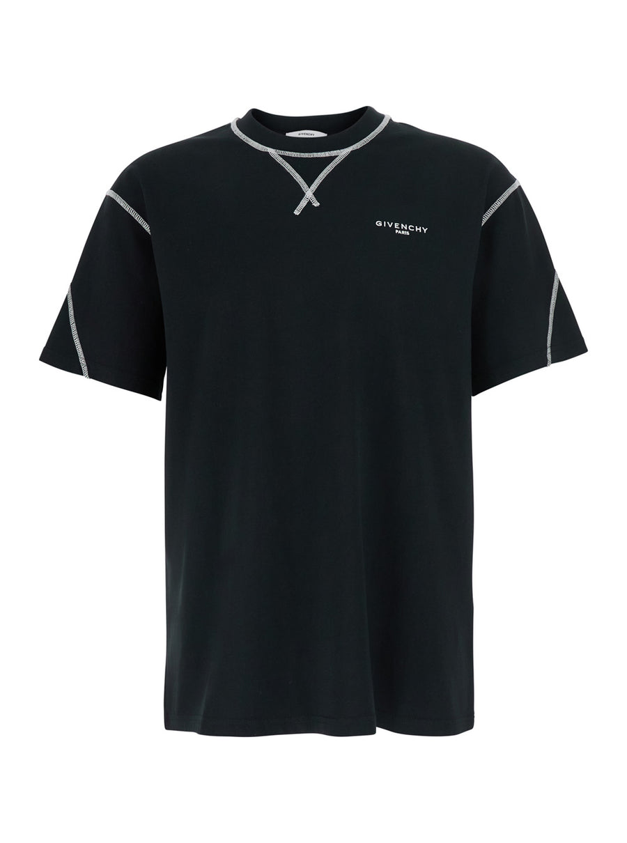 T-Shirt With Logo Black Cotton T-shirts
