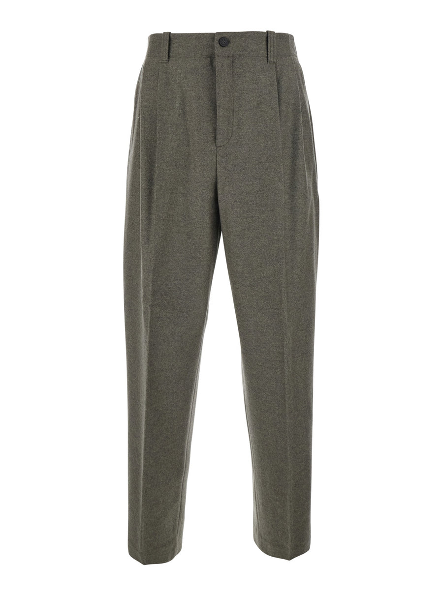 Trousers Green Wool Flannel Virgin