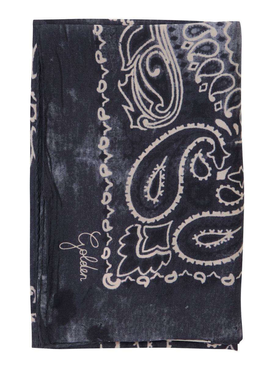 Scarf Grey Silk With Paisley Print