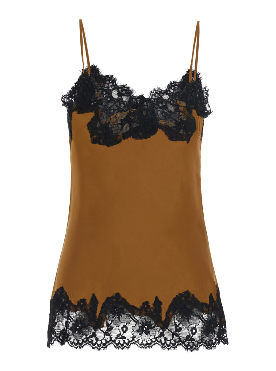 Satin V-Neck Top With Spaghetti Straps Black Silk Tops