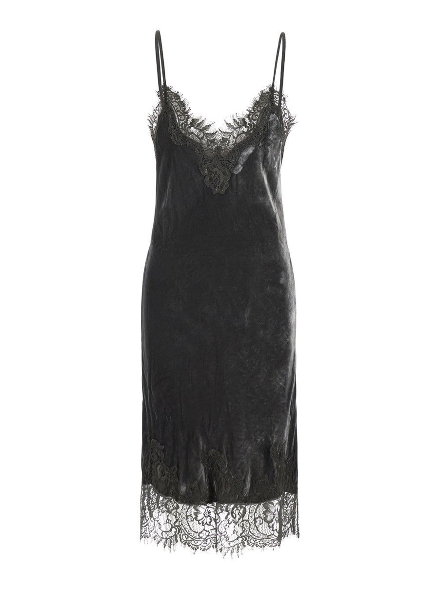 V-Neck Dress Velvet Coco Grey Rayon