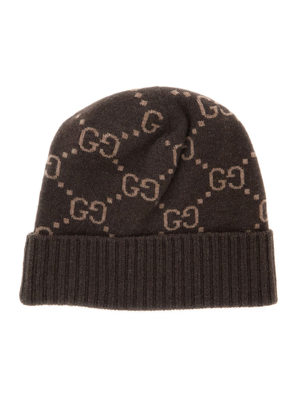 Hat Gg Jacquard Brown Cashmere
