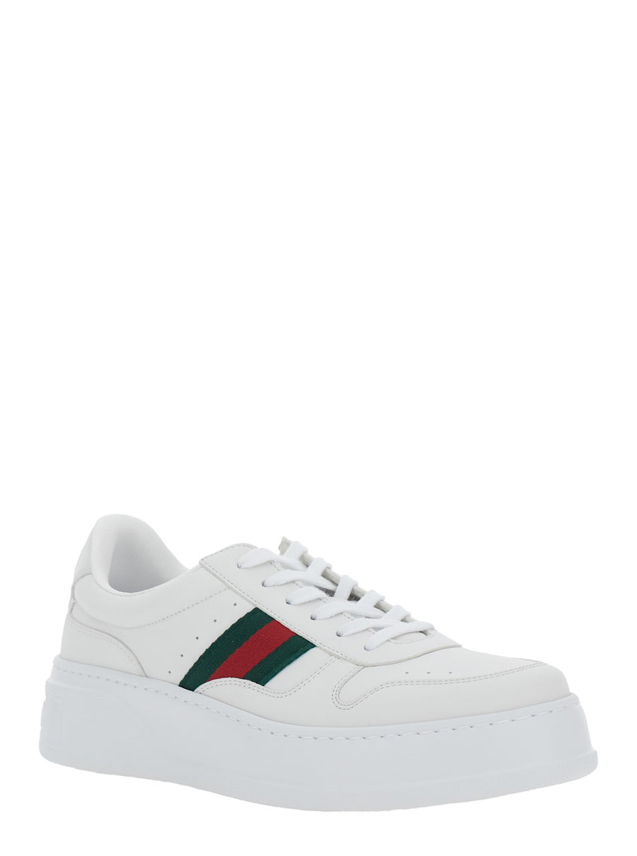 Sneakers White Leather Oversized Sole Calf Trainers