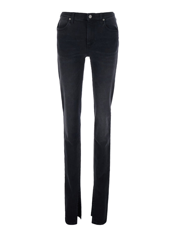 Jeans Mid-Rise Black Split Hem