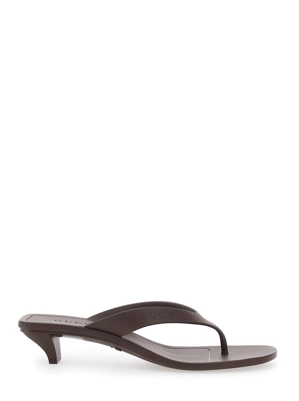 Heeled Sandals Vittoria Brown Rubber