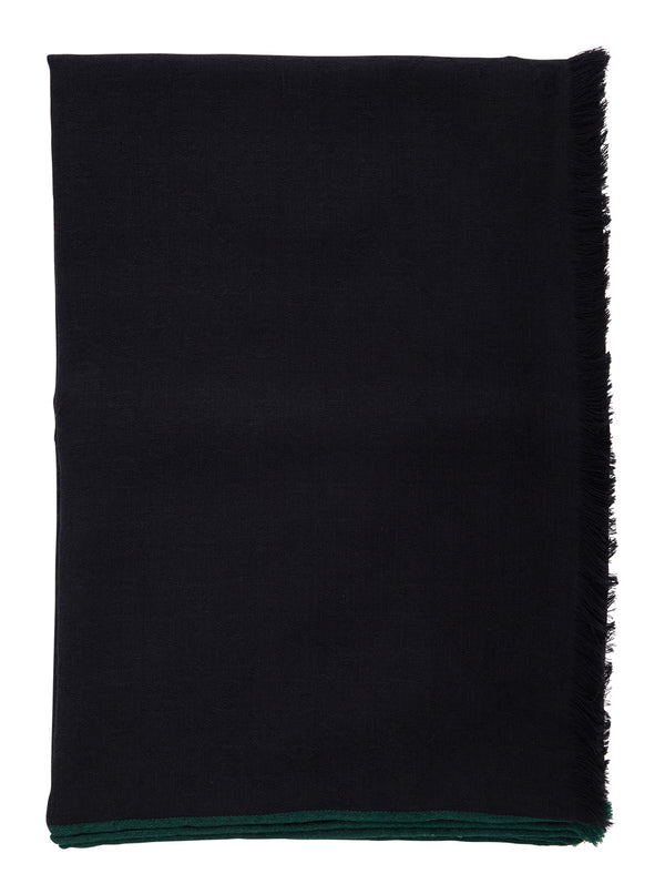 Scarf Black Wool-Silk Wool Silk