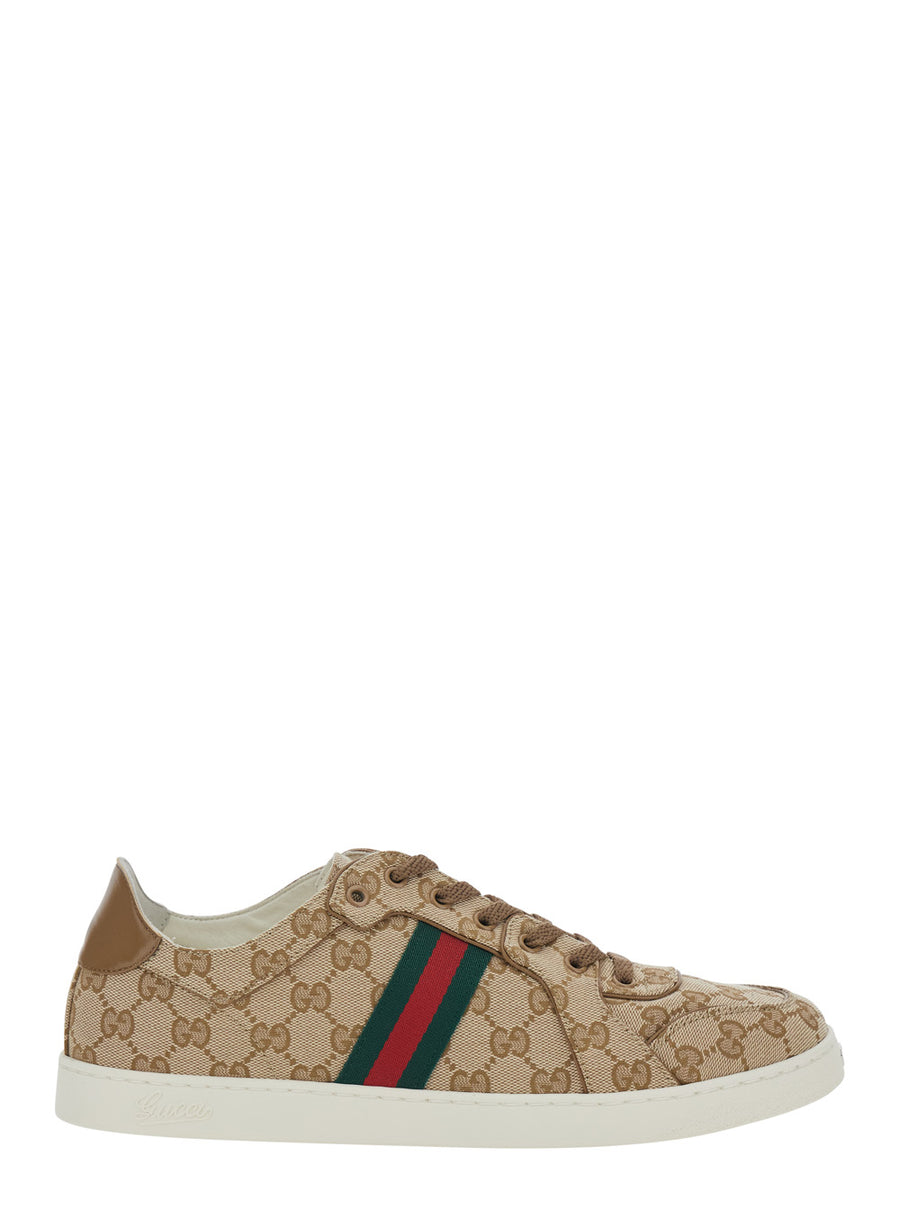 Low Top Sneakers Beige Gg Canvas Canvas/leather/rubber Trainers