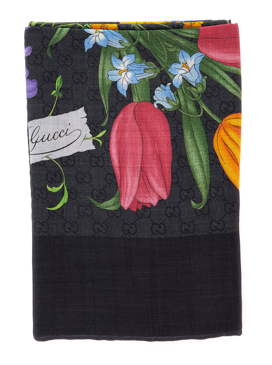 Scarf Black Wool-Silk