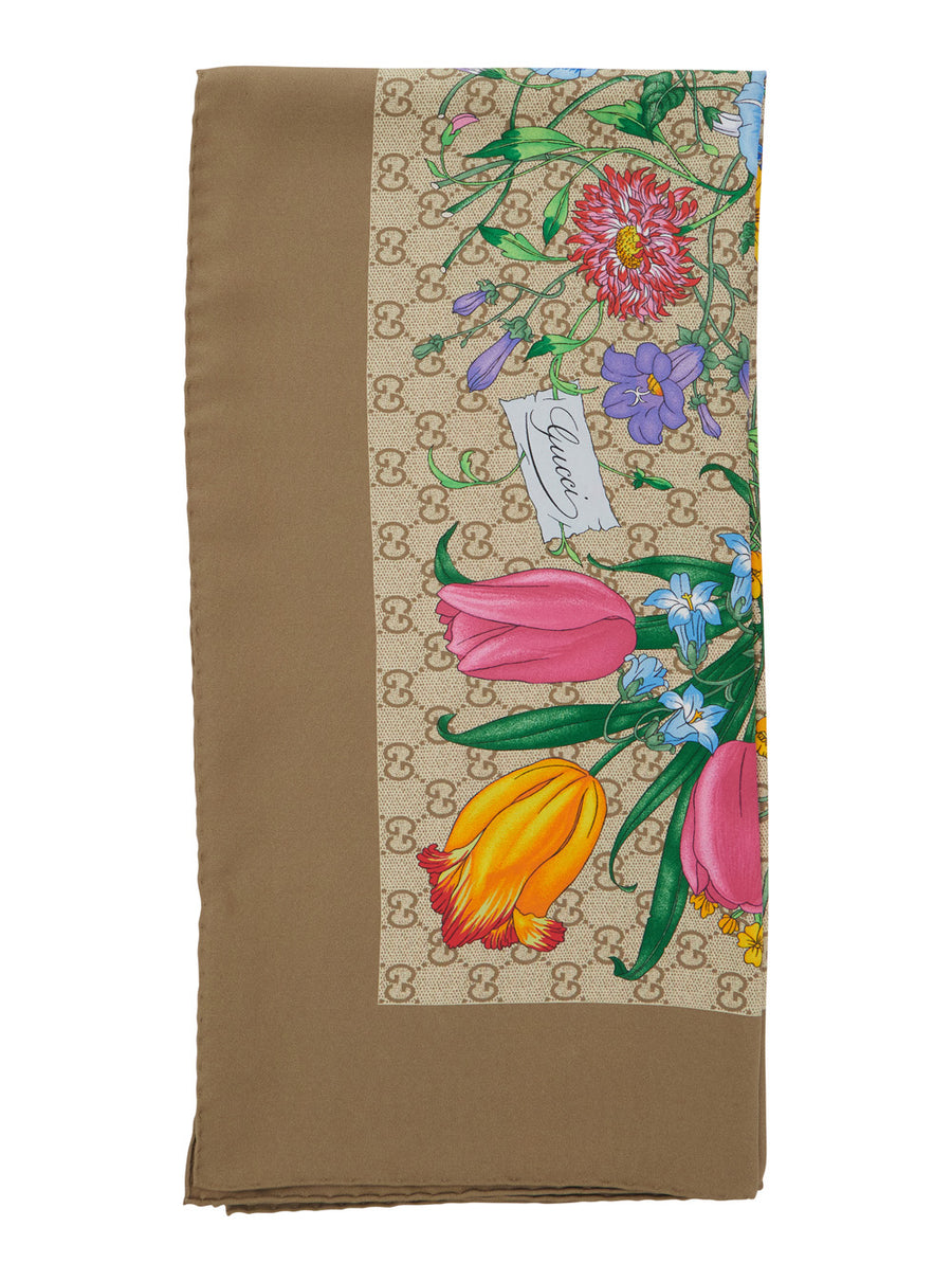 Silk Twill Scarf Beige