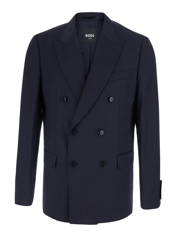 Double-Breasted Wool Jacket Blue Blazers