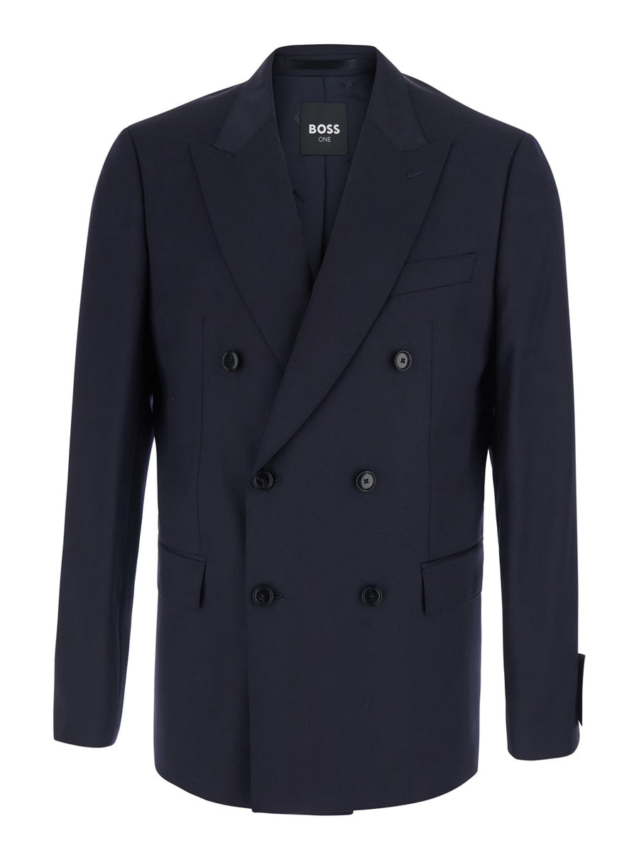 Double-Breasted Wool Jacket Blue Blazers