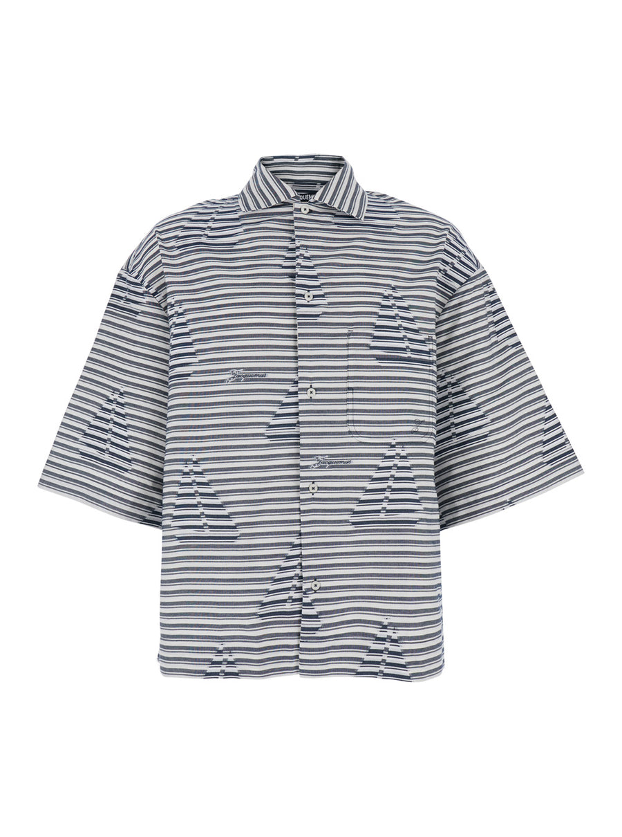 Shirt Classic Collar Blue Cotton