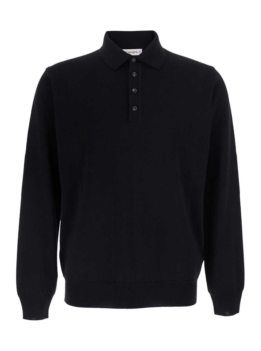 Polo Shirt Black Extra Fine Merino