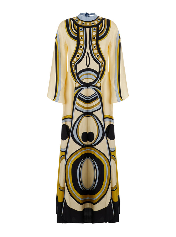 Long Dress Magnifico Multicolour Geometric Print Technical Fabric