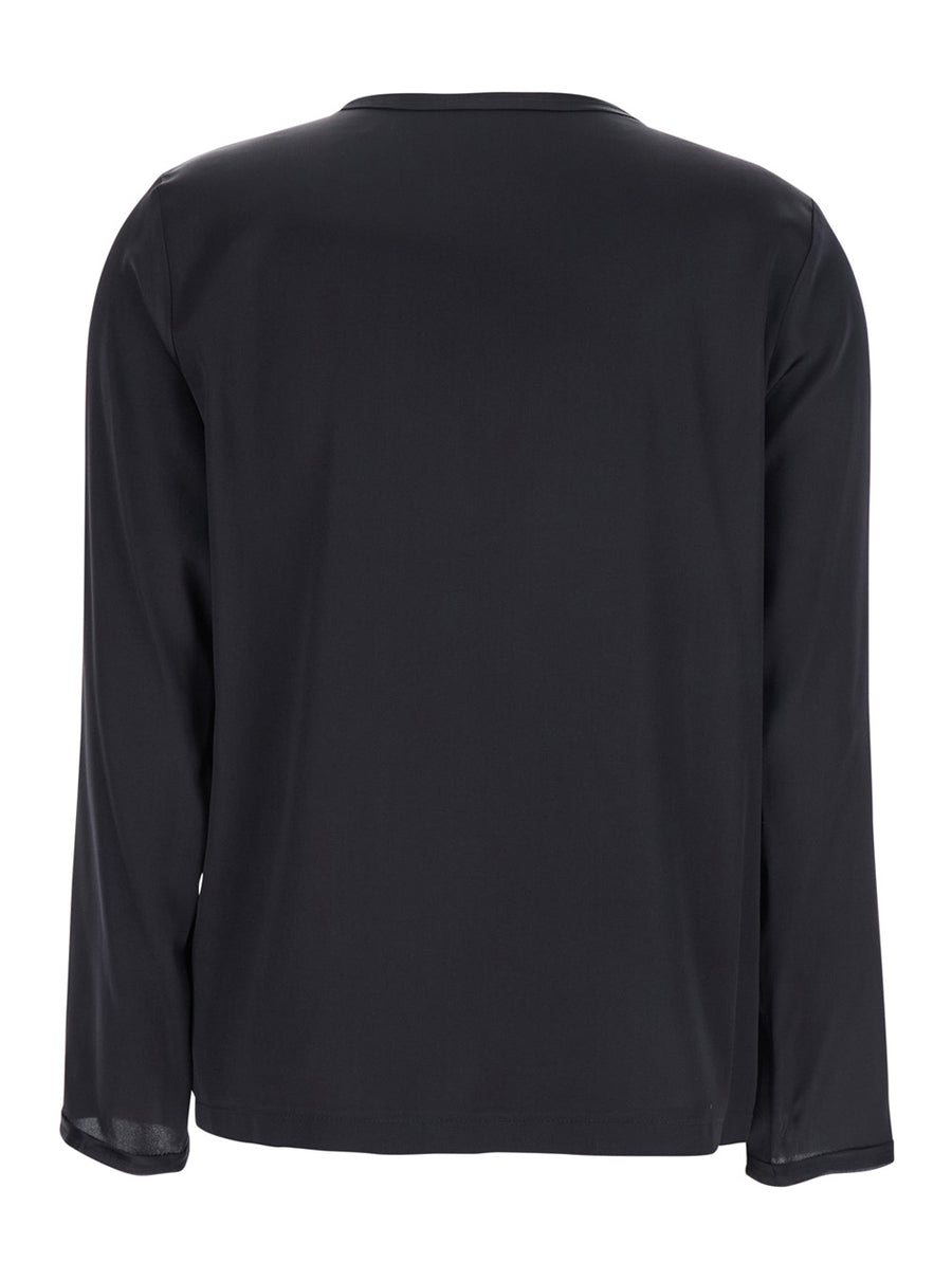 Blouse Long Sleeve Silk Black