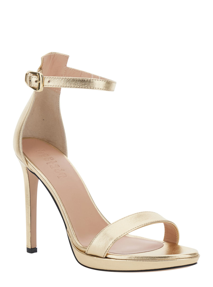 Heeled Sandals With Metallic Platform Fabric