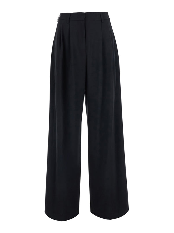 Trousers Black Wool-Blend Wool Blend