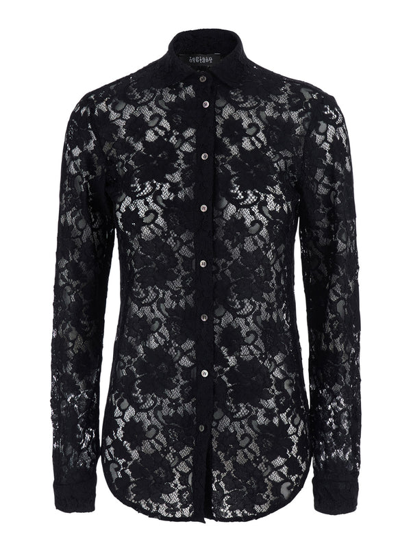 Blouse Lace-Embroidered Black Blouses