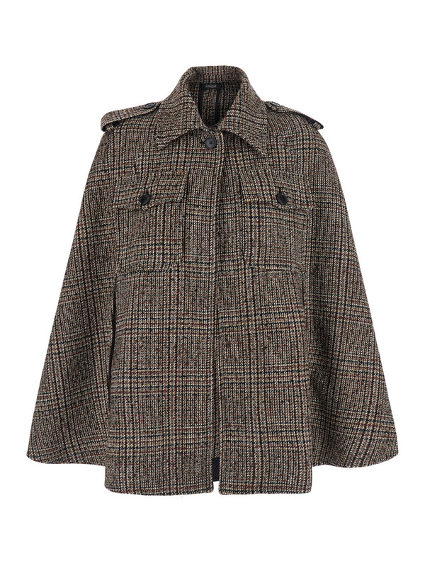 Short Wool Cape Multicolour Coat