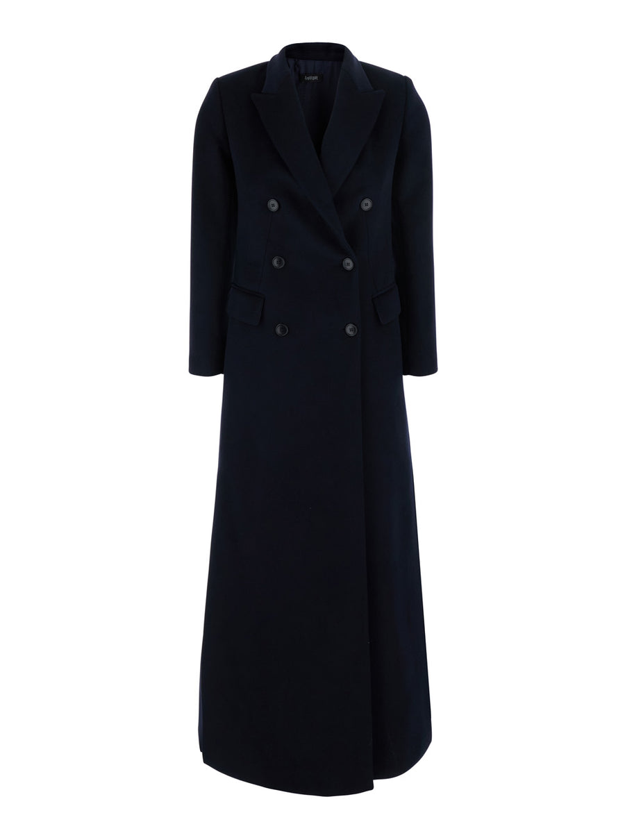 Long Double-Breasted Coat Blue