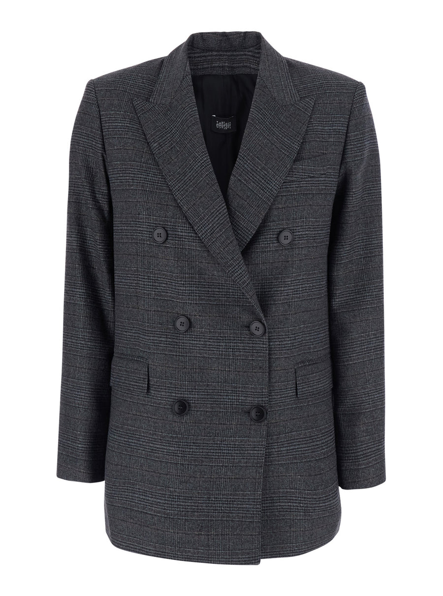 Double-Breasted Jacket Grey Wool Blend Blazers