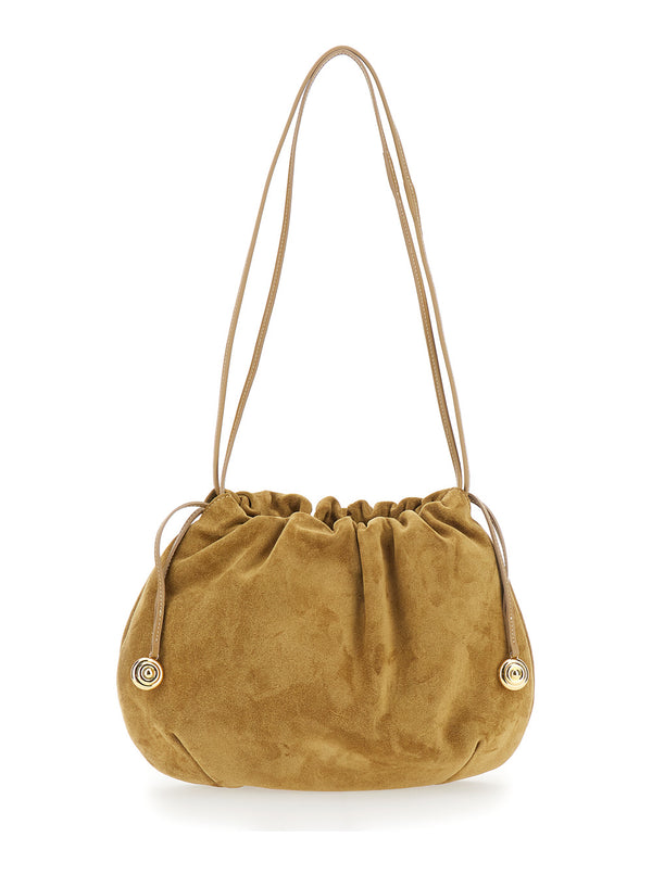 Clutch Bag Beige Suede Cow Leather
