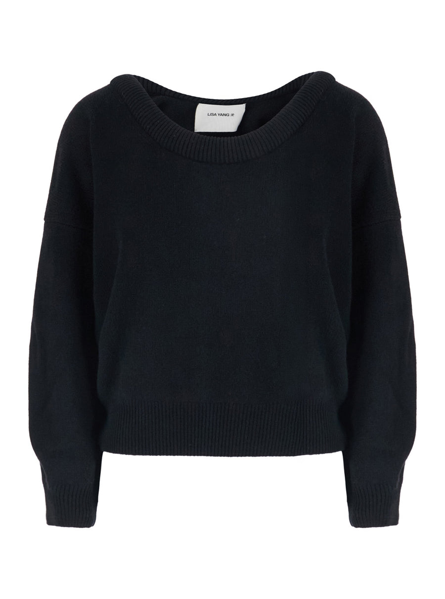 Sweater Doria Black Cashmere Knitted Tops