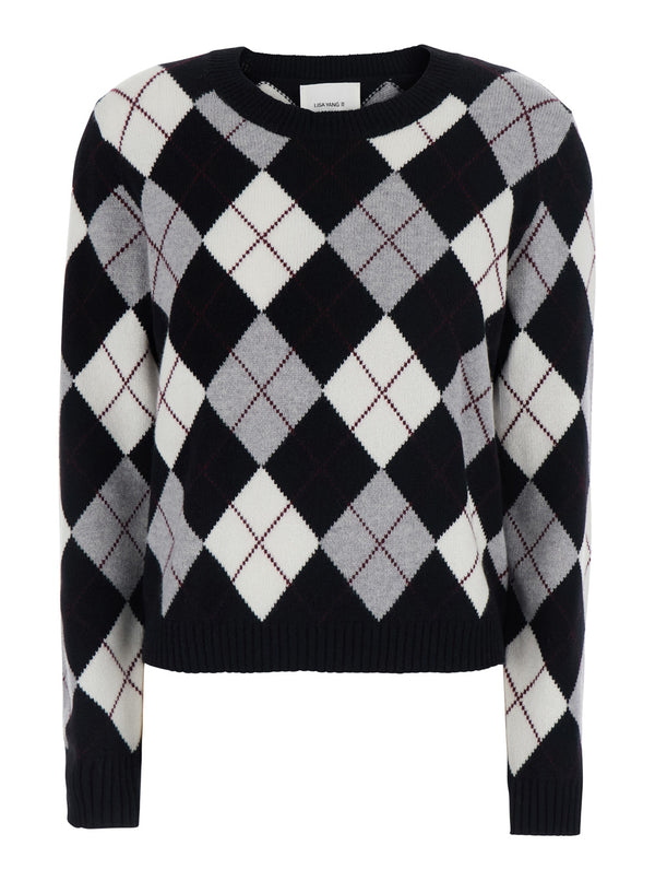 Crew Neck Sweater Antoni Black-White Cashmere White/black Knitted Tops