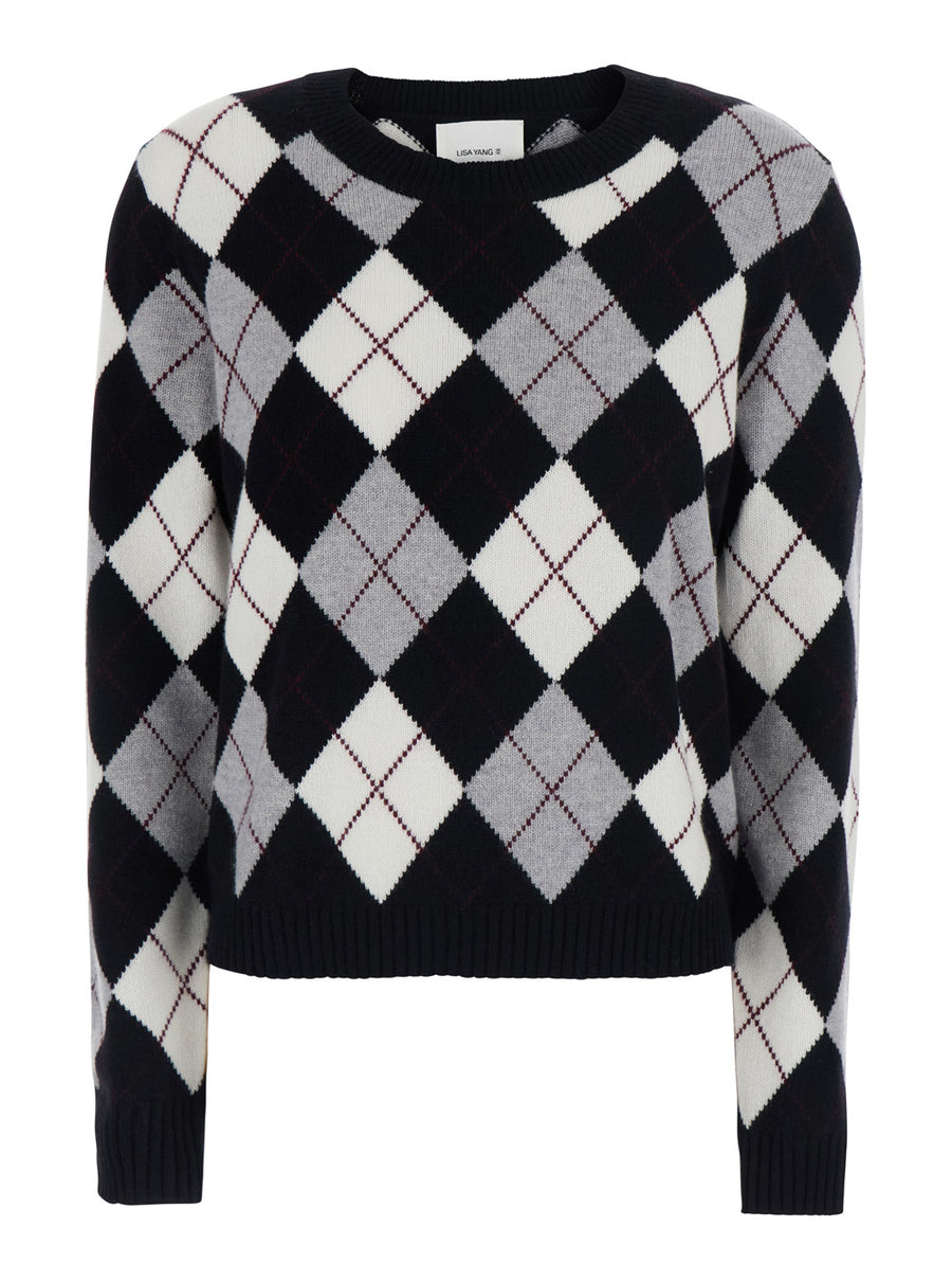 Crew Neck Sweater Antoni Black-White Cashmere White/black Knitted Tops