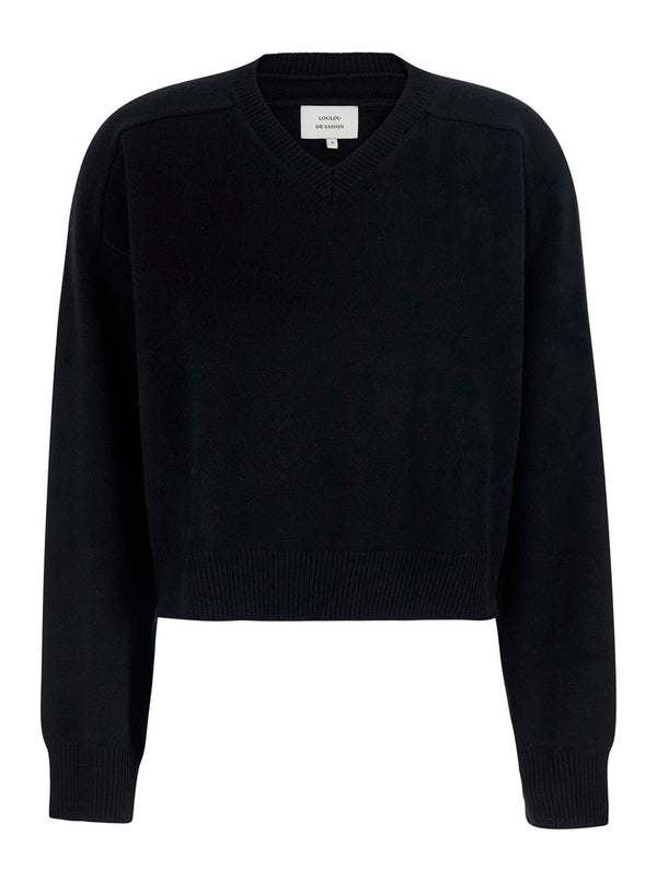 V-Neck Sweater Anzor Lds Black Cashmere Tops