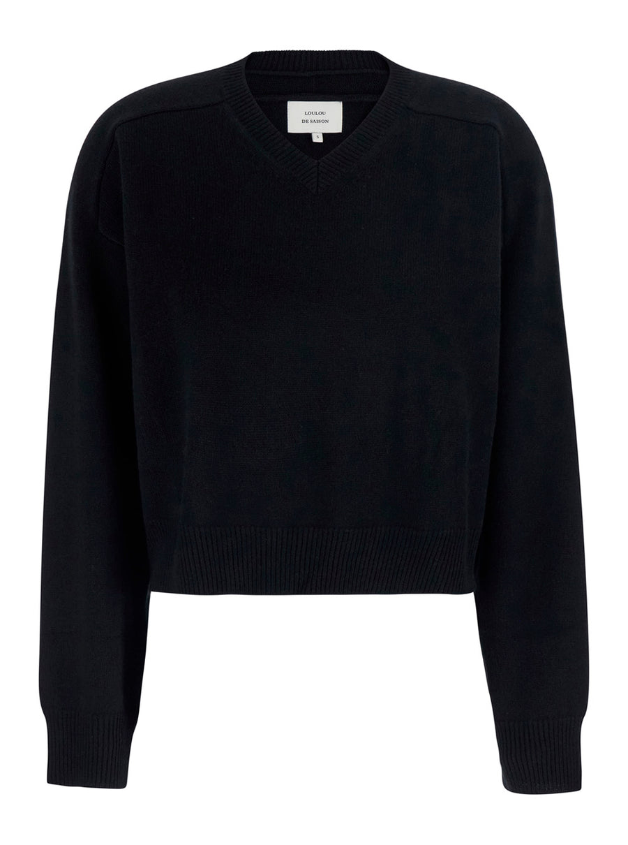 V-Neck Sweater Anzor Lds Black Cashmere Tops