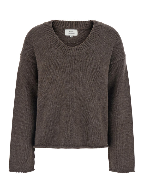 U-Neck Sweater Derry Lds Brown Cashmere Tops