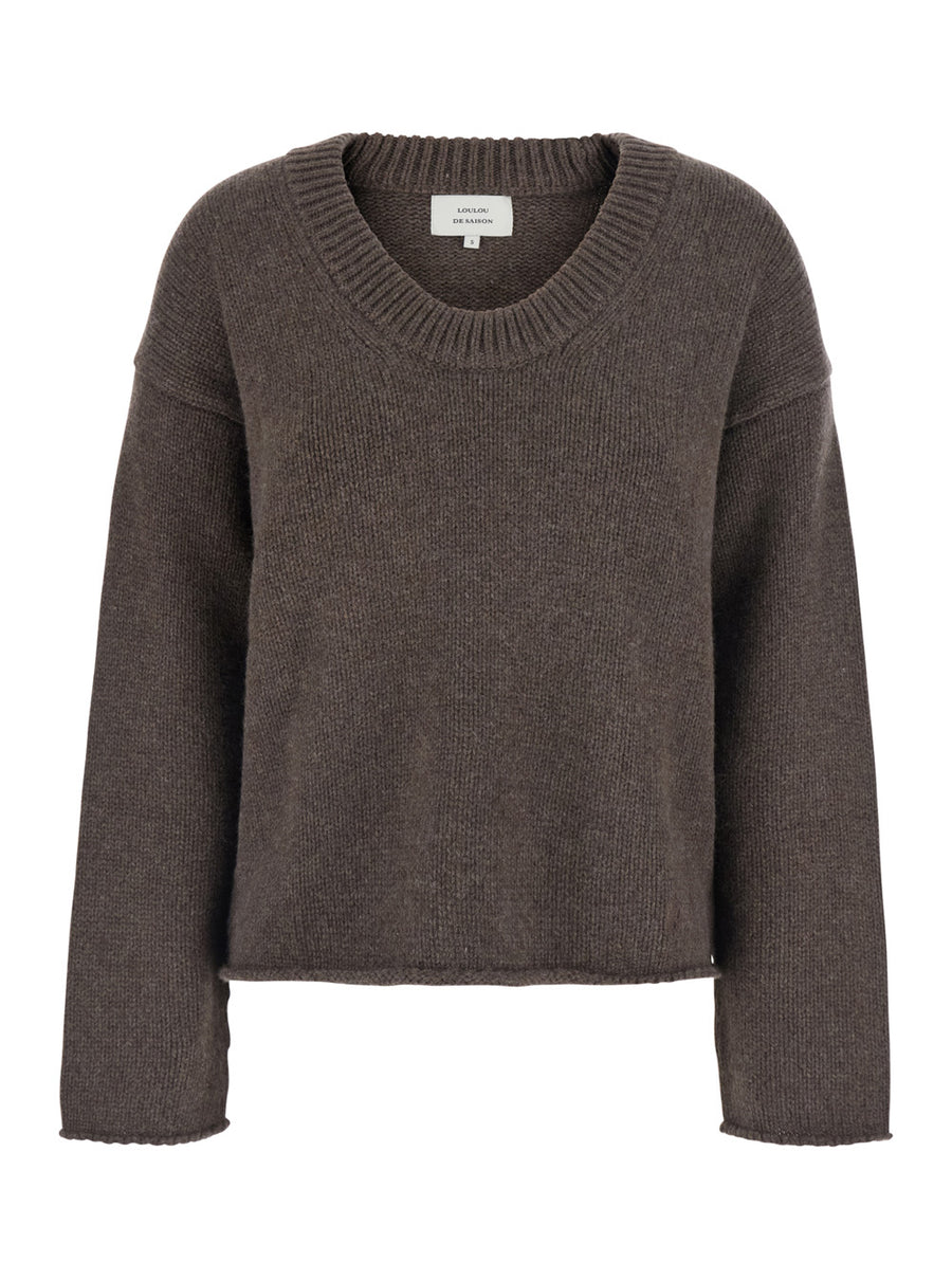 U-Neck Sweater Derry Lds Brown Cashmere Tops