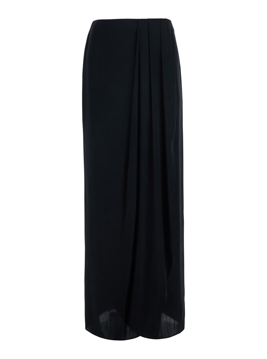 Midi Skirt Silk-Acetate Black