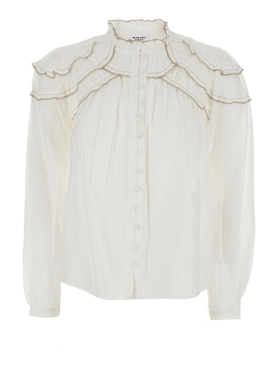 Blouse Christa White Cotton Blend Blouses