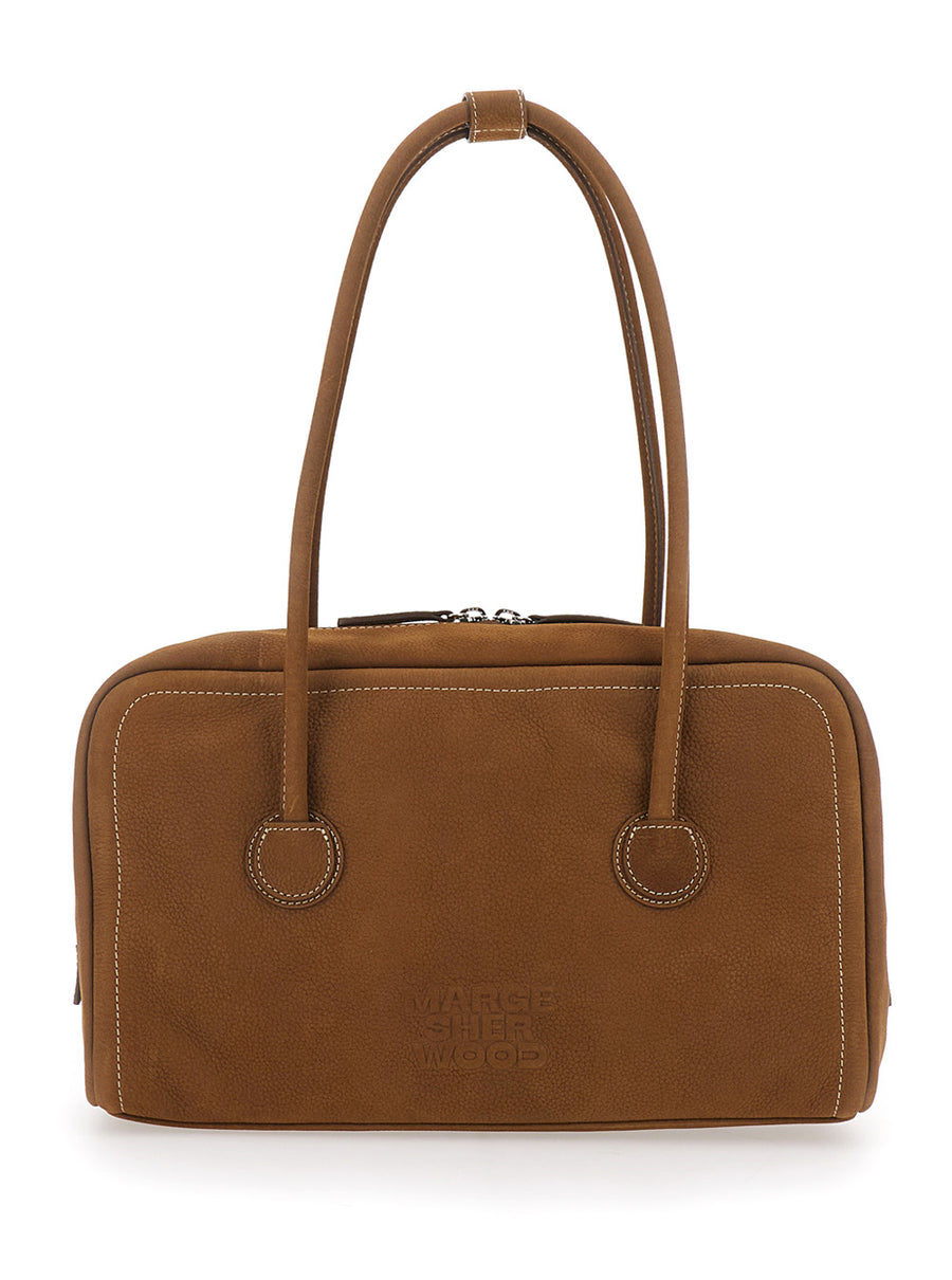 Shoulder Bag Soft Boston Brown Leather Cow